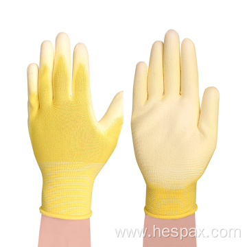 Hespax Customized 13G Anti-static PU Palm Work Gloves